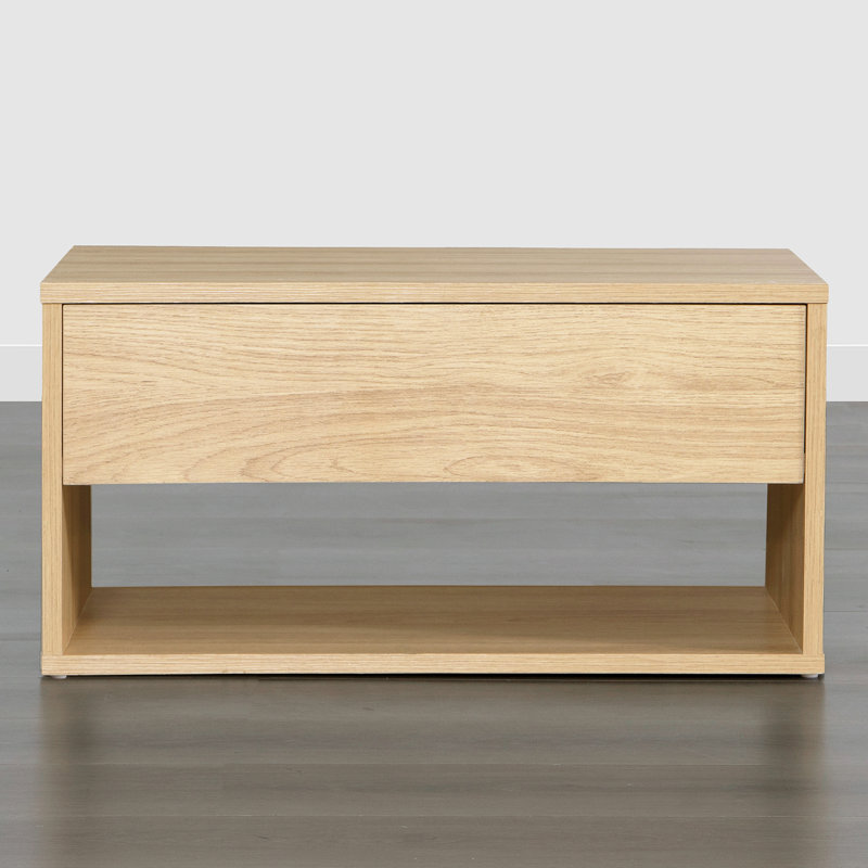 Hanzel Minimalist Modern Wood Nightstand With Drawer & Open Storage Shelf