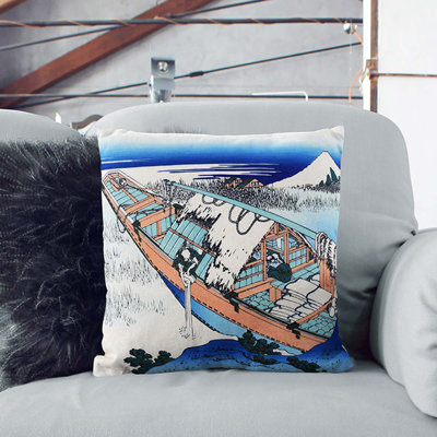 Ushibori in the Hitachi Province by Katsushika Hokusai Cushion with Filling
