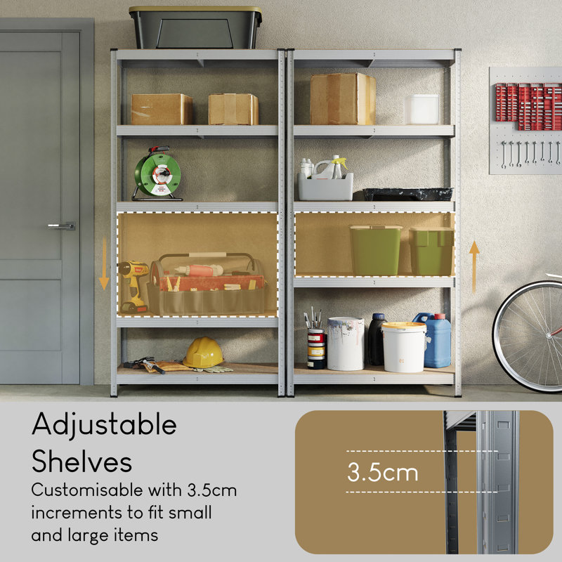 Vida Metal Height -Adjustable Shelving Unit, Standard, Galvanised