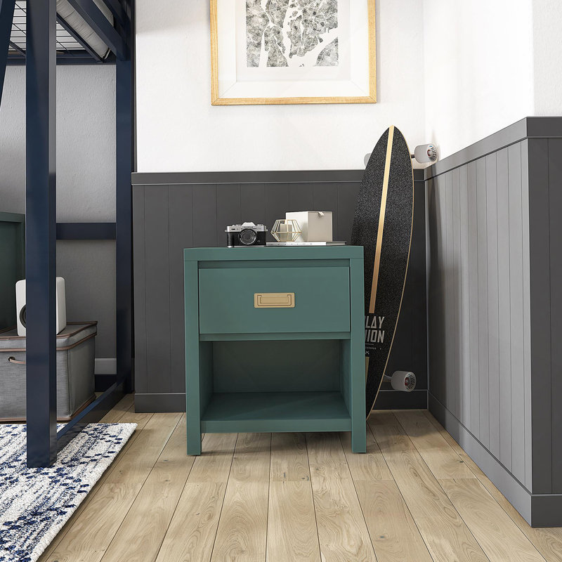 Contemporary Bedside Table With Drawer And Storage Shelf