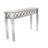 Skyler Glass Mirrored Geometric Silver Console Table with Circular Panel Inlay