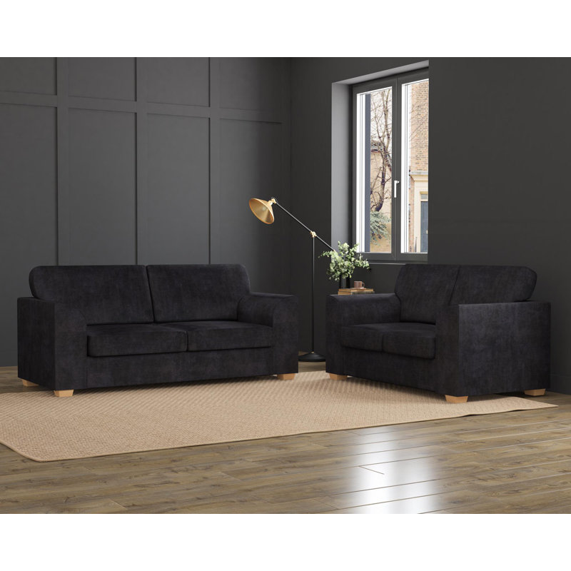 Modo Three Seater and Two Seater, Fixed Back, Ebony