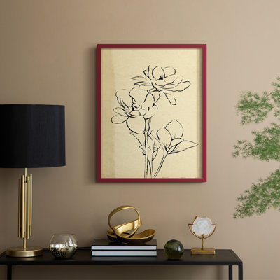 «Magnolia S croquis II», reproduction encadrée - bois massif