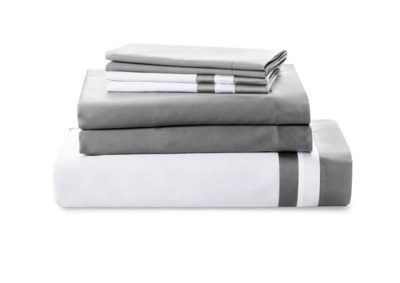 Vilanova European Bed Linen Sateen Sheet Set, Full Sheet Set + 2 Pillowcases, Harbor Gray