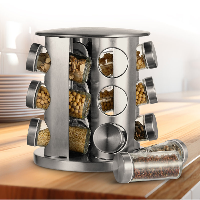 Ensemble de 12 pots et support à épices