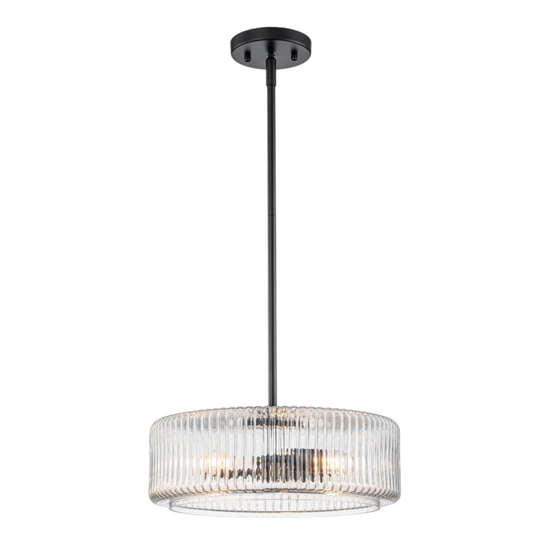 Luminaire suspendu tambour 3 lumières à intensité variable, Matte Black