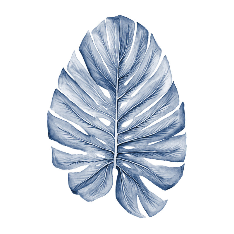 Feuilles tropicales indigo, H 36 po x l 24 po x P 1 po