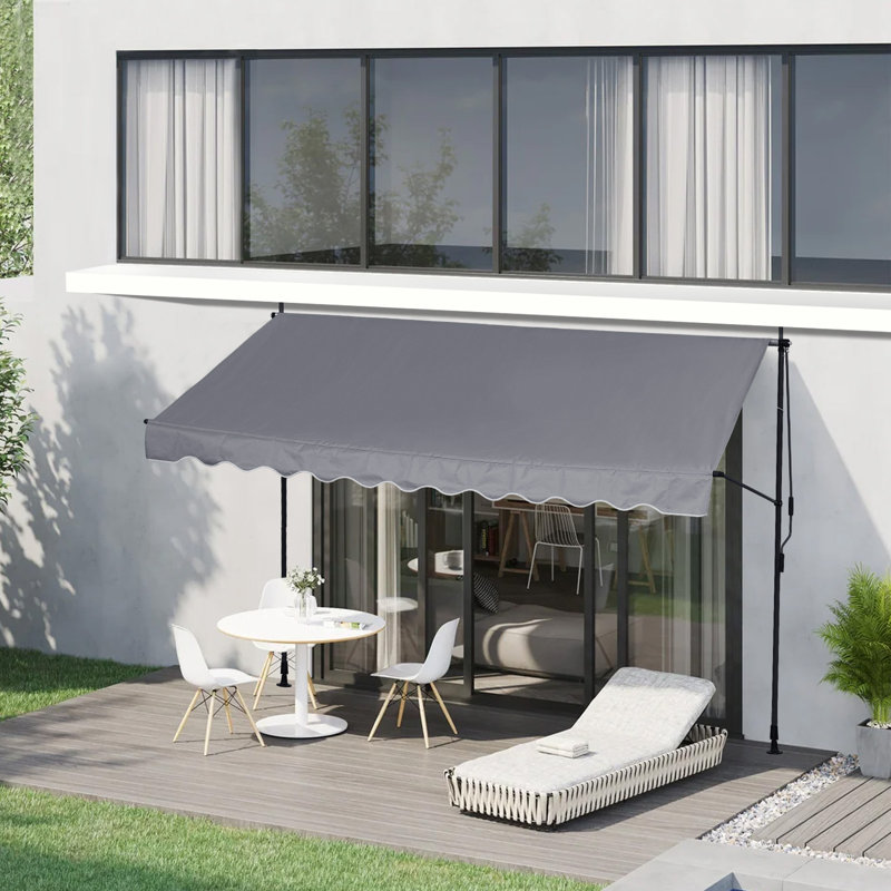 Dakota Fields 120cm W Polyester Cover Retractable Patio Awning, 250" H x 120" W x 8.3" D, Grey