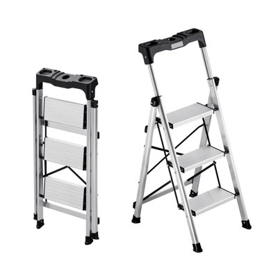 Step Ladder, Folding Step Stool with Wide Anti-Slip Pedal and Comfort Handgrip