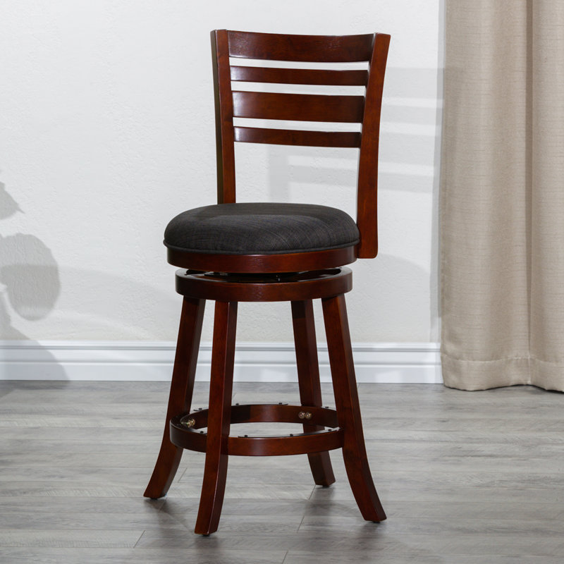 Swivel Upholstered Counter Stool, Cherry, Charcoal