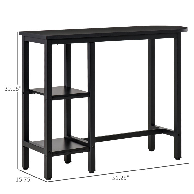 Modern Bar Table Accent Console Serving Buffet with Side Storage Shelf