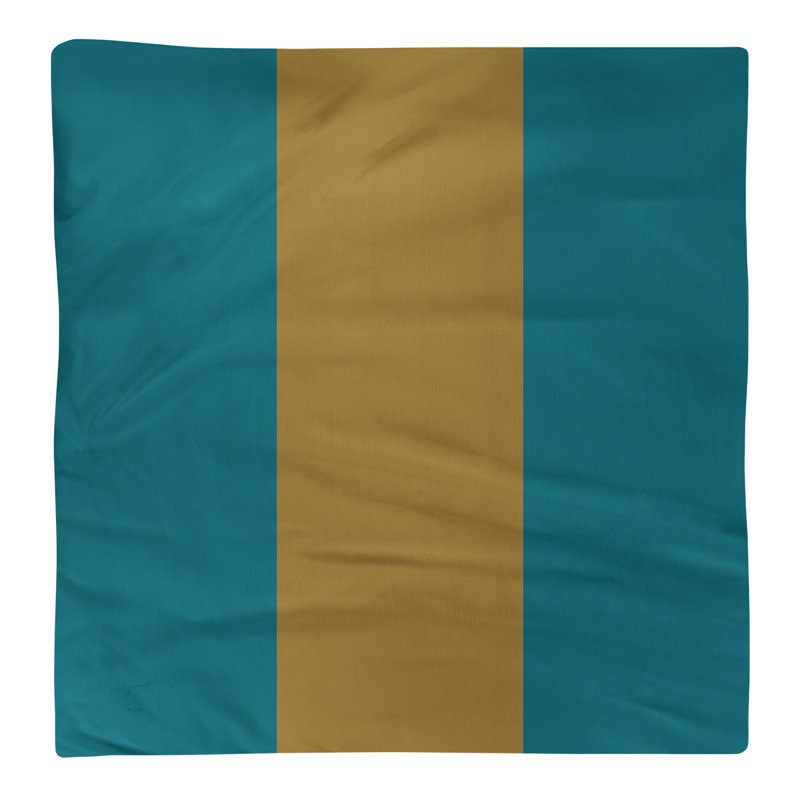 Cotton Striped Square Napkin, Teal/Gold
