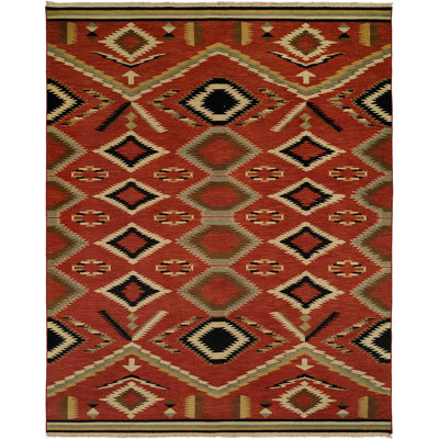Wool Southwestern Area Rug in Red