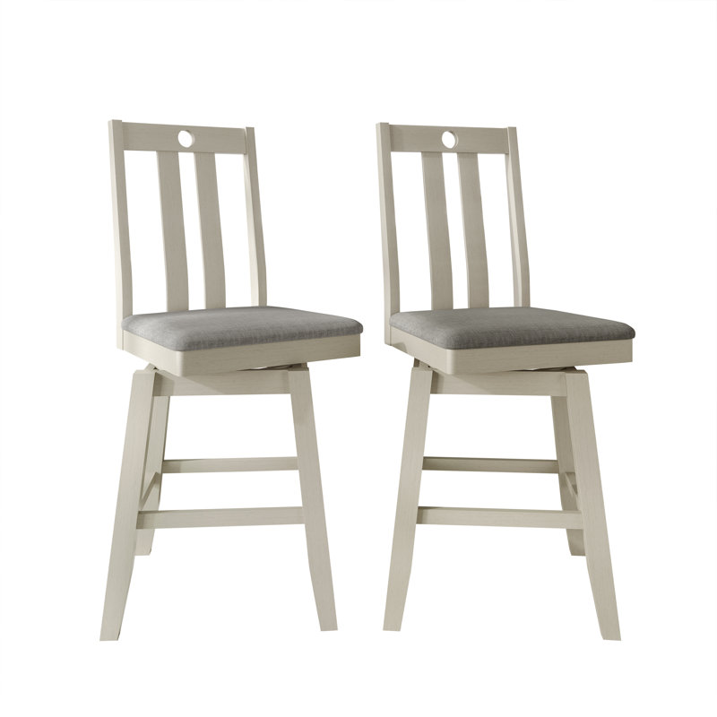 5-Piece Counter-Height Dining Set with Slat-Back Chairs and Square Table, Antique Grey, Antique Grey