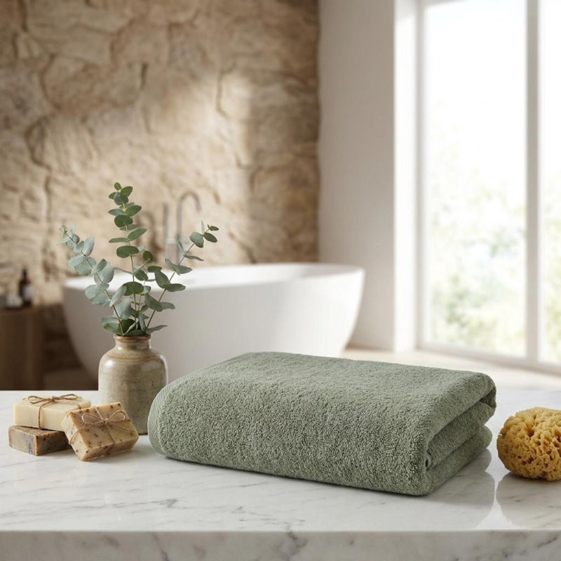Ensemble de deux draps de bain en coton turc vert 70 po x 40 po, Vert