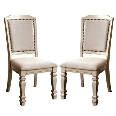 Set Of 2 Padded Fabric Dining Chairs
