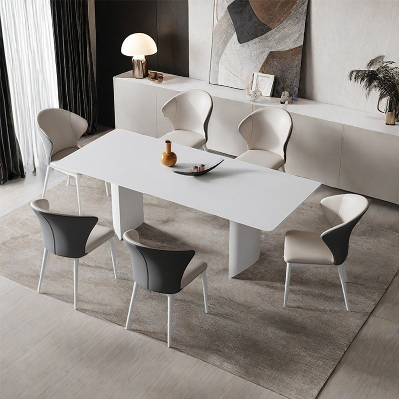 European modern simple dining table set, 29.5"H x 70.8"L x 35.4"W