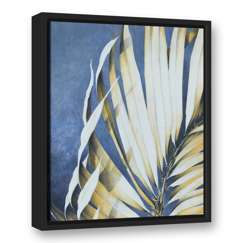 Feuilles de palmier sur fond bleu, H 21,75 po x l 17,75 po