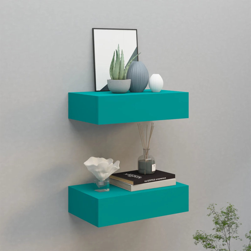 Azarie 2 Piece Floating Shelf, 10cm H x 40cm W x 23.5cm D, Oak And White