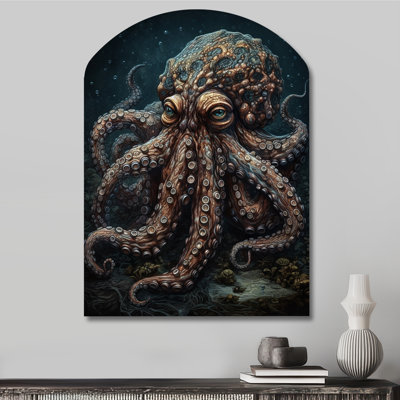 Pieuvre brune sous la mer - pieuvre asymétrique, art mural en métal