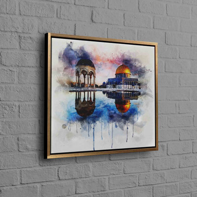 Décoration murale moderne en toile de coton inspirée de la mosquée Al Aqsa, idéale pour rehausser l'esthétique de votre maison avec un style d'art