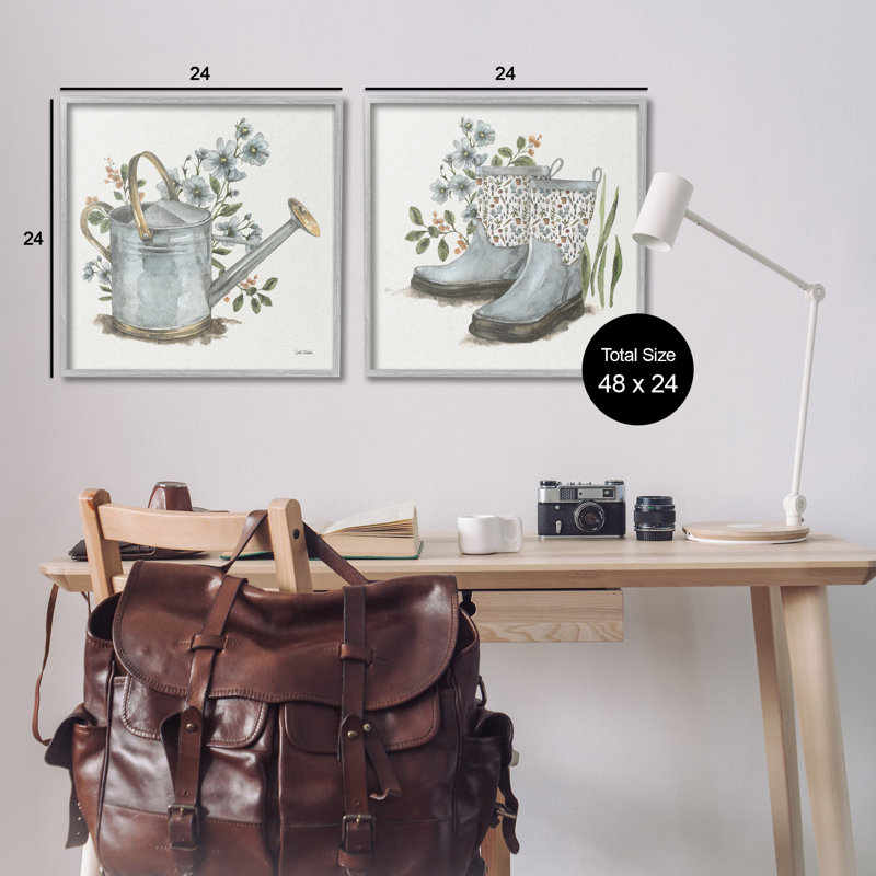 Ensemble de 2 art floral giclée par Leslie Trimbach, Estampe numérique Farmhouse, H 24 po x l 24 po