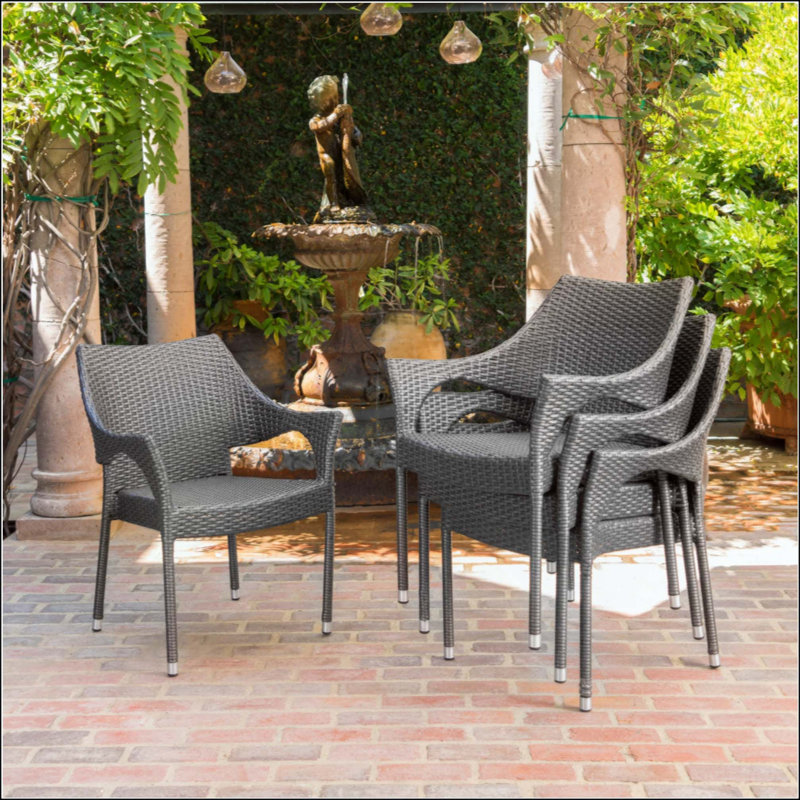 PE WICKER STACKING ARMCHAIR,4PCS