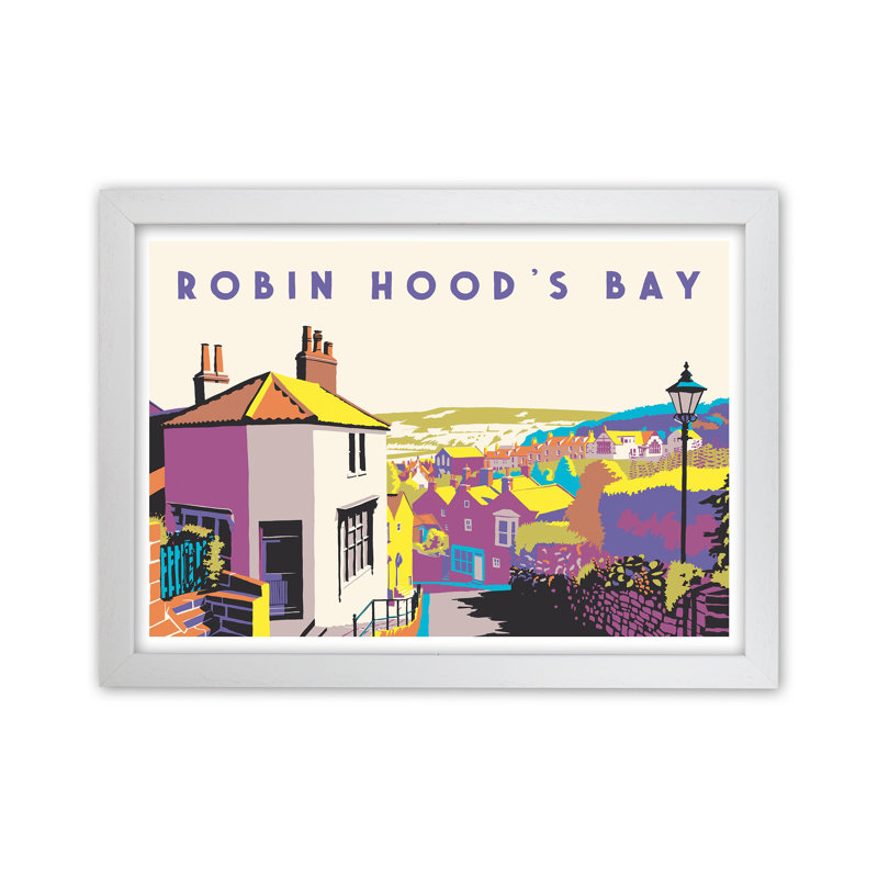 Robin Hood's Bay 2 by Richard O'Neill - Print, White Framed, 64cm H x 88cm W x 3cm D