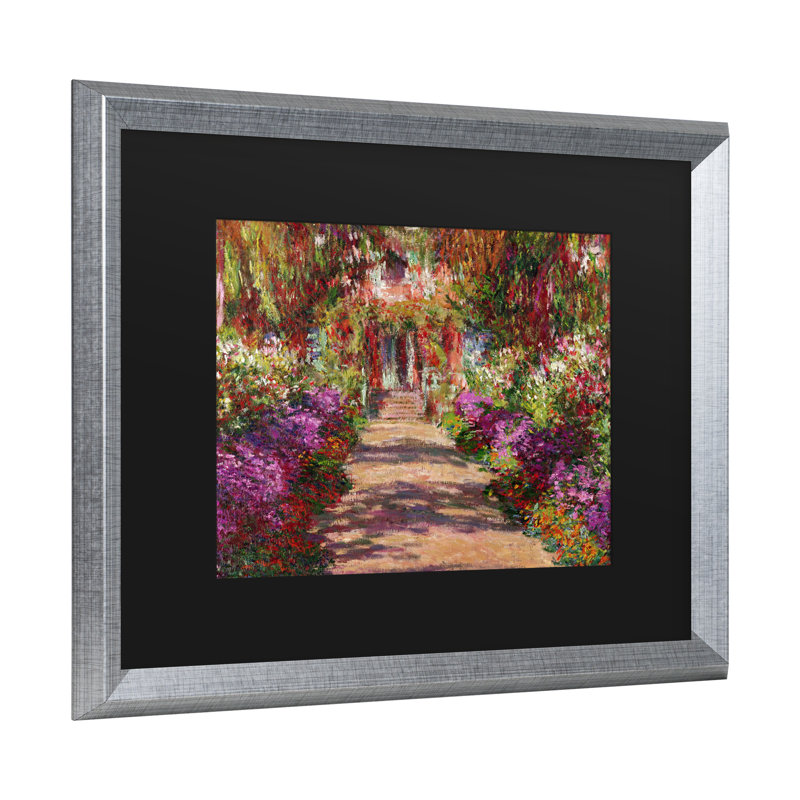 «A Pathway in Monet's Garden» par Claude Monet, reproduction d'art sur toile encadrée, H 11 po x l 14 po x P 0,5 po, Argent