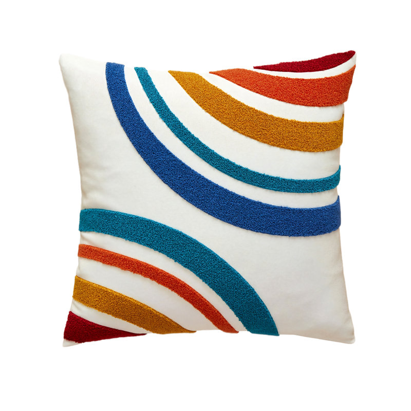 Coussin abstrait arc-en-ciel, Carré, H 18 po x l 18 po