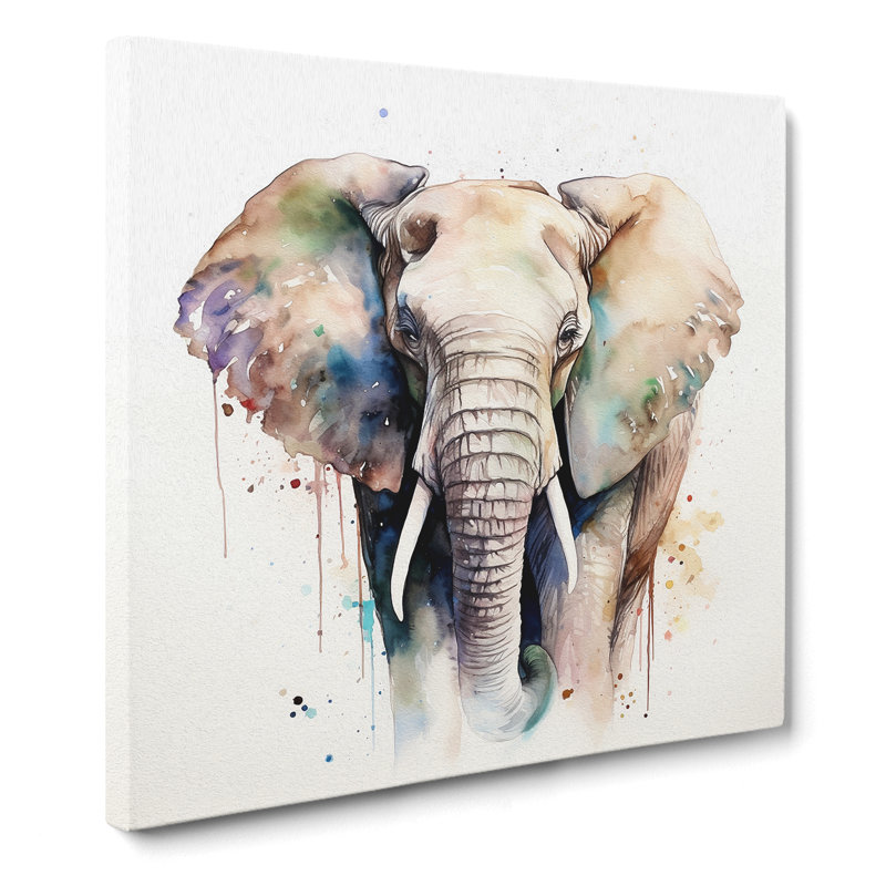 Elephant Watercolour - Wrapped Canvas