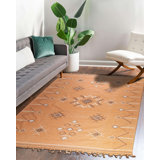 Coral Flat Weave Wool Diamond Starburst Geometric Modern Contemporary Carpet Rug