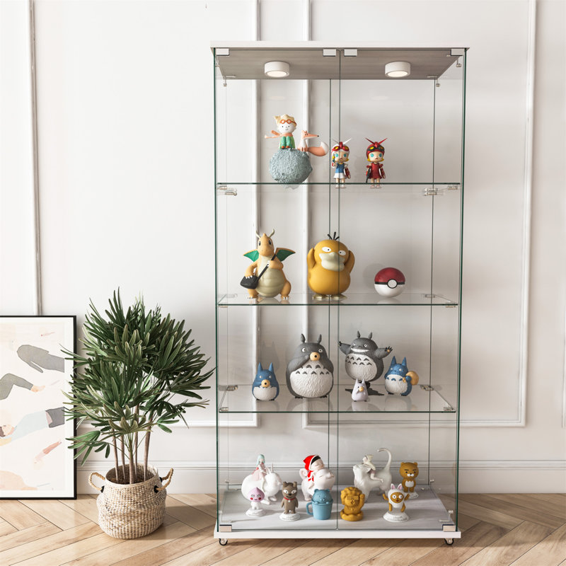 Vitrine moderne en verre avec lumières DEL, Blanc