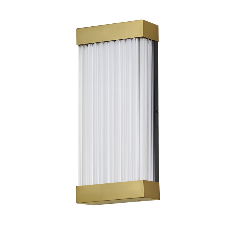LED Wall Light, 18" H x 8" W x 3.25" D, Natural Aged Brass