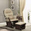 Chaise berçante de chambre de bébé avec repose-pieds, coussin épais et base en bois