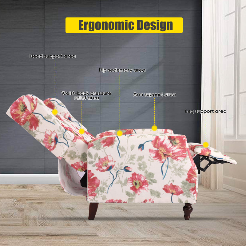 Fauteuil inclinable manuel 26,13 po Breandra, Rouge / crème 100% polyester