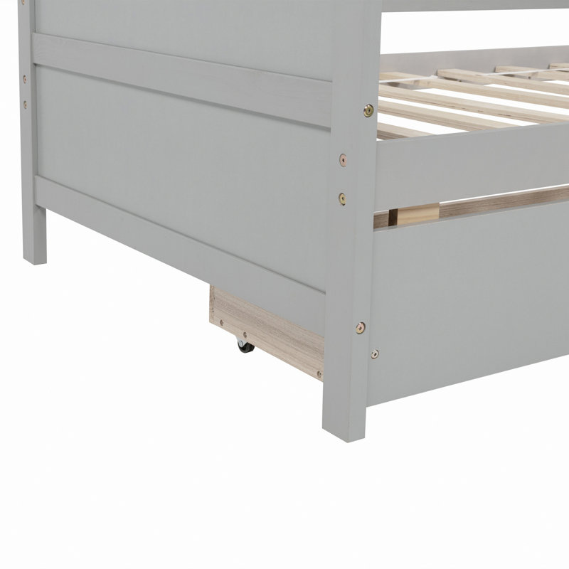 Wood Daybed With Two Storage Drawers, Gray