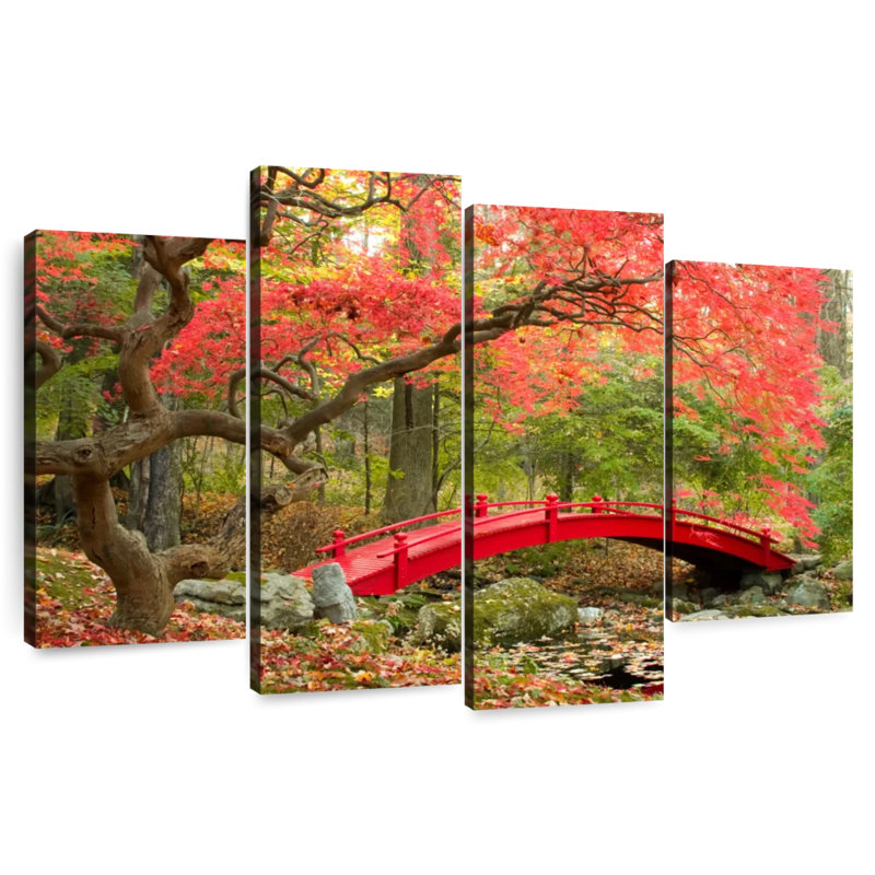 Red Japanese Garden Bridge