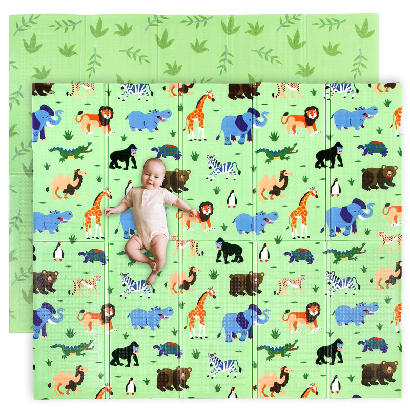 Tapis de jeu pliable en mousse Wildkin, Vert / animaux sauvages