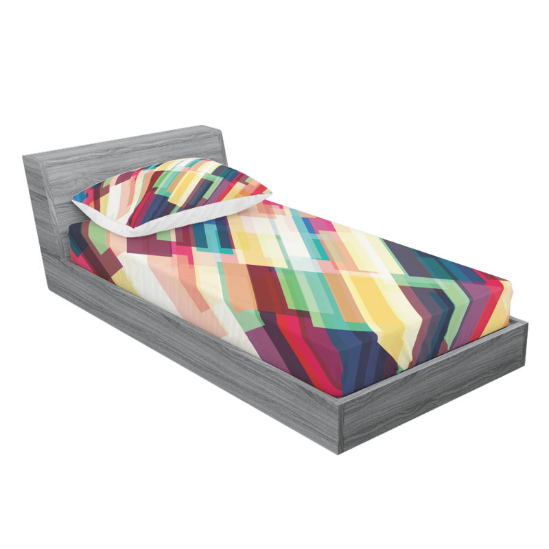 Microfiber Geometric Sheet Set, Twin XL Sheet Set with Fitted Sheet