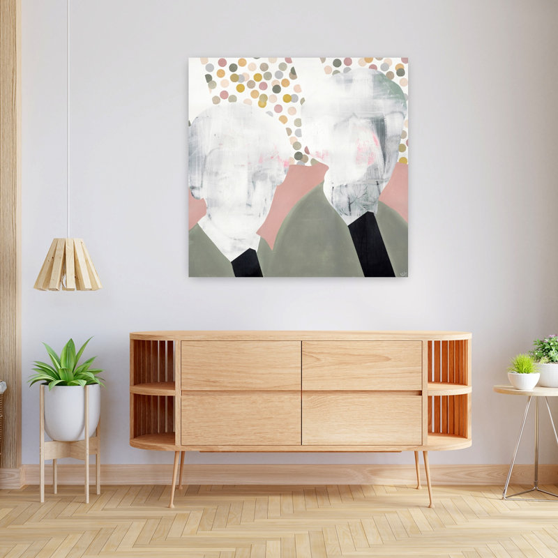 Copines, art contemporain abstrait, H 36 po x l 36 po