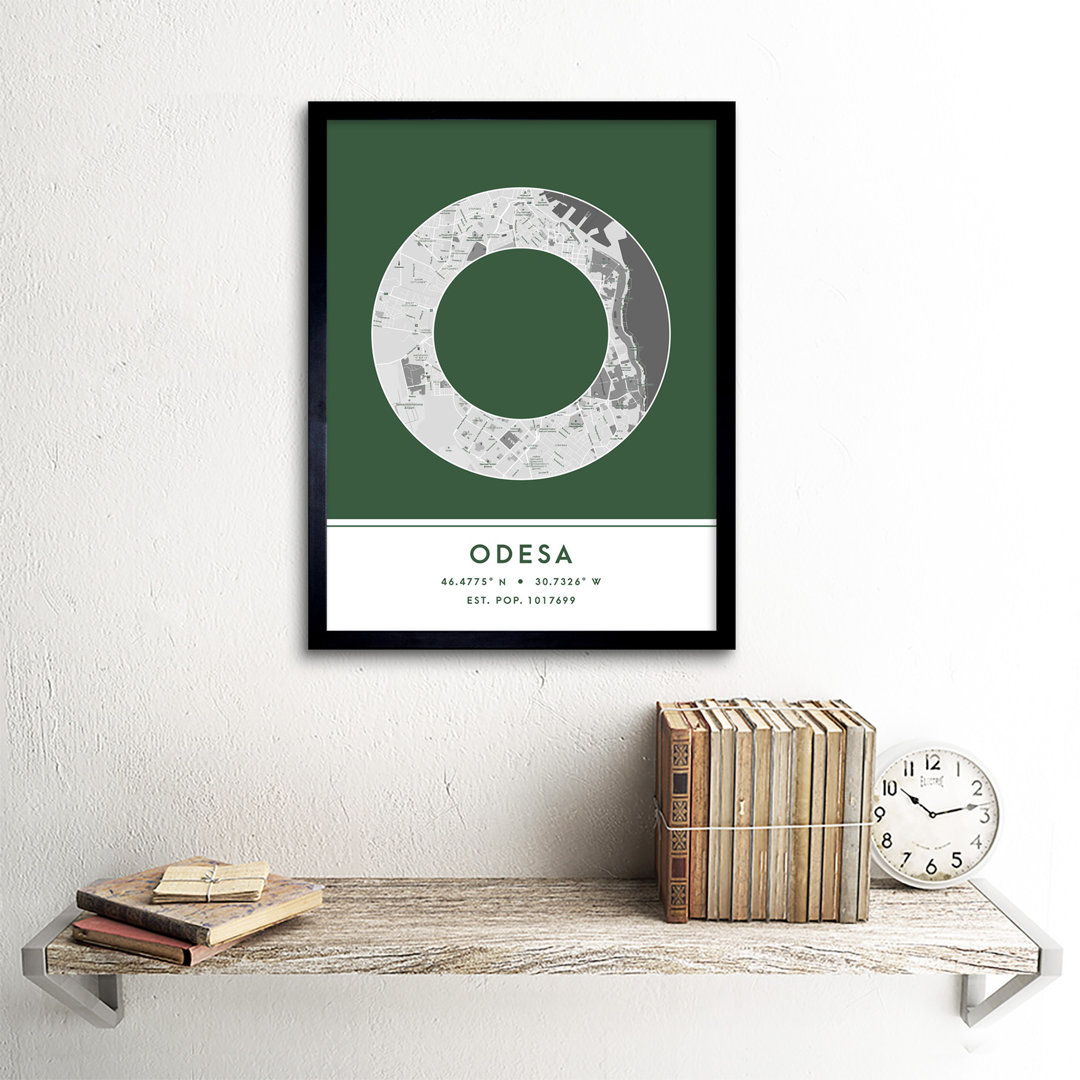 Odesa Ukraine City Map Green - Single Picture Frame Typography