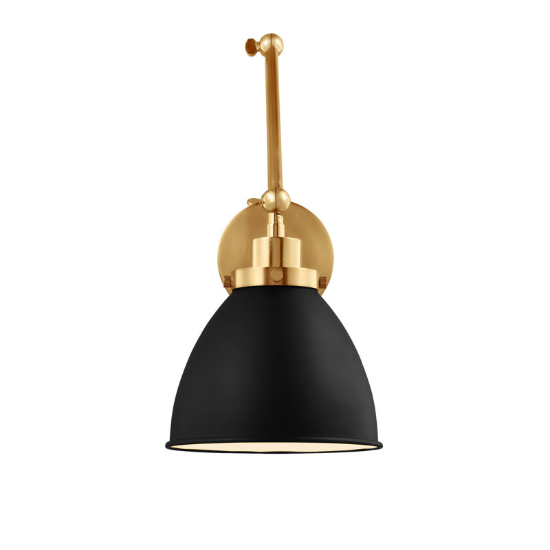 Wellfleet 1 - Light Armed Sconce, Burnished Brass, Midnight Black