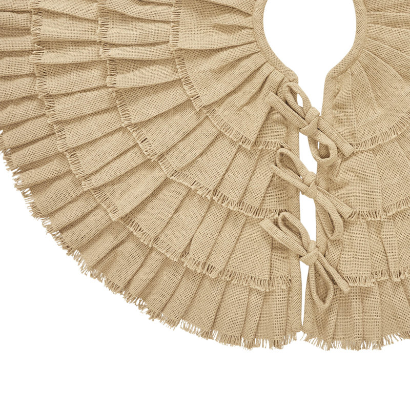 Yuletide Burlap Tan Ruffled Christmas Tree Skirt, 36 Inch