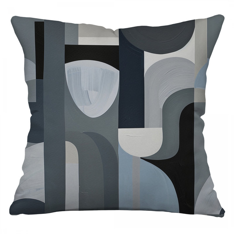 Shapes Throw Pillow, Abstract Cotton Twill Pillows, Square 26"