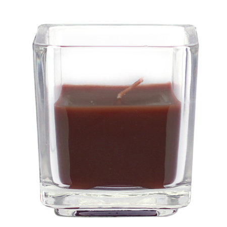 Bougie votive carrée en verre sans parfum, Brun, Ensemble de 96