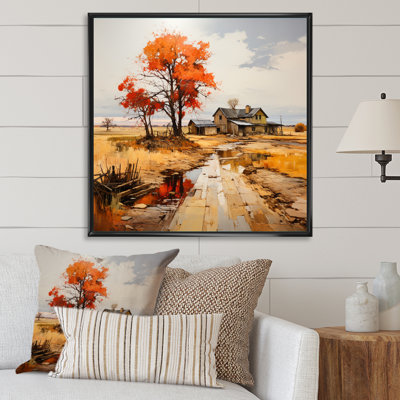 «Farm Autumn Hues Landscape II - Farmhouse Wall Art Living Room»