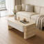 Table basse à plateau relevable avec rangement dissimulé et conception peu encombrante