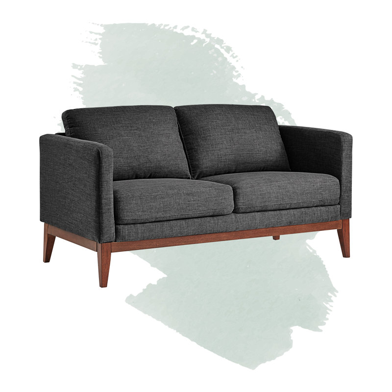 Londell 62'' Upholstered Loveseat, Heathered Dark Gray Linen