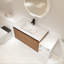 Meuble-lavabo mural avec lavabo en résine, une tablette et deux portes à fermeture en douceur-1254599991